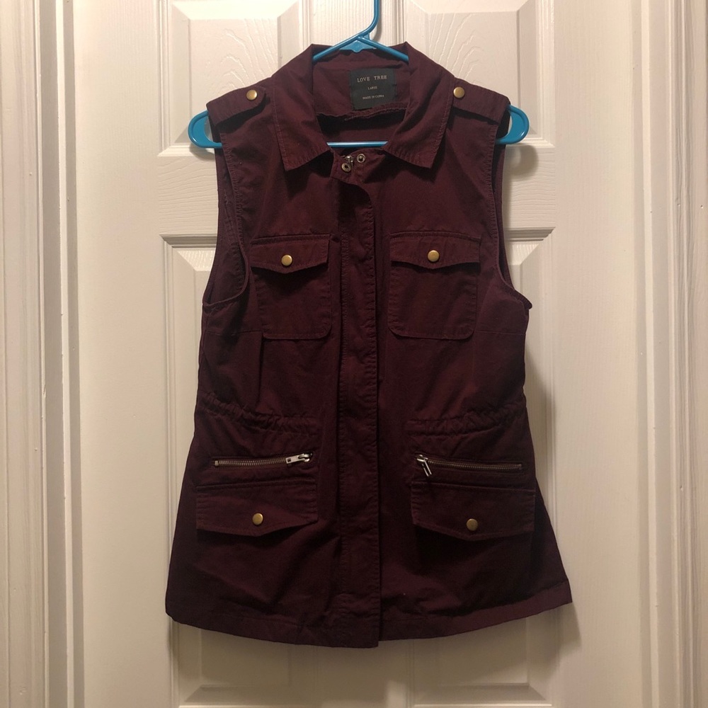 Love Tree Wine Burgundy Utility Vest
